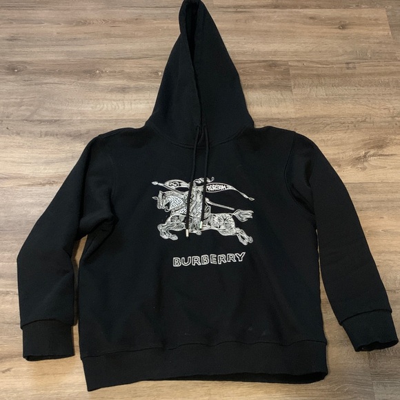 Burberry Black Hoodie with Graphic Design